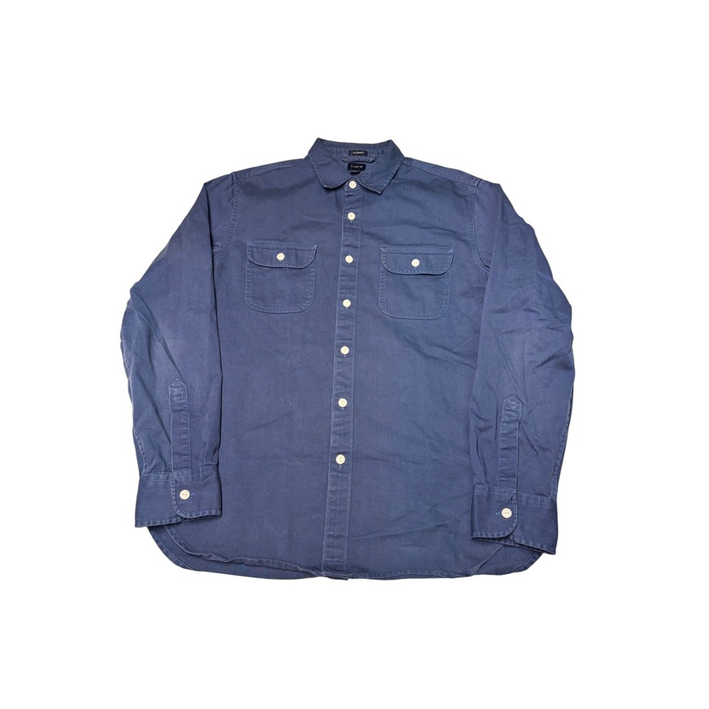 J.Crew Mens Classic Fit Cotton Twill Button Down Shirt Navy Blue Size M